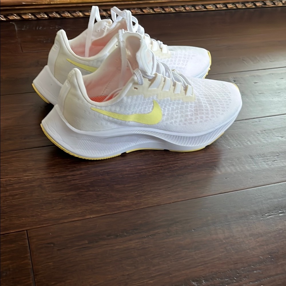 Women’s Nike Air Zoom Pegasus 37 White and Yellow Athletic Shoes